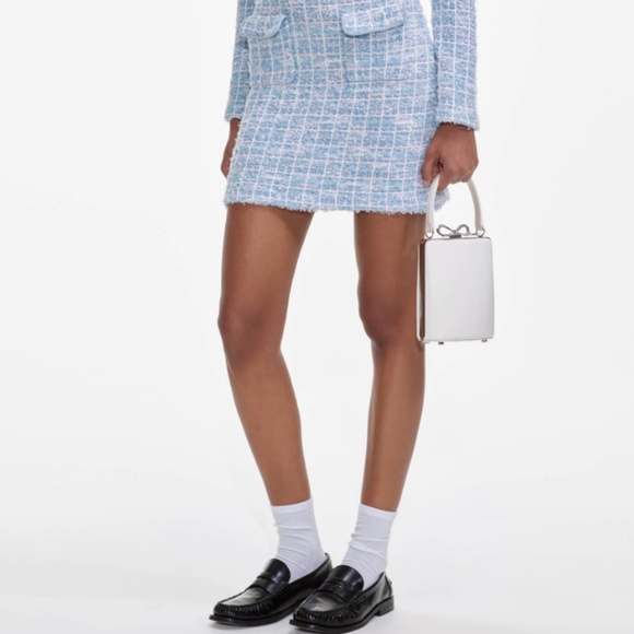 self-portrait Blue Checked Collared Knit Mini Dress Size Med - MSRP $615 - NWT - Picture 6 of 8